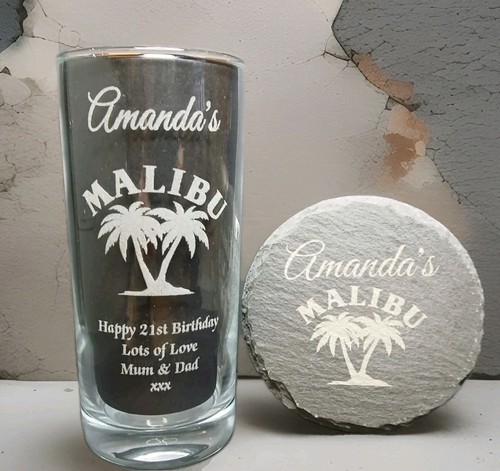 Personalised malibu glass - glass, &