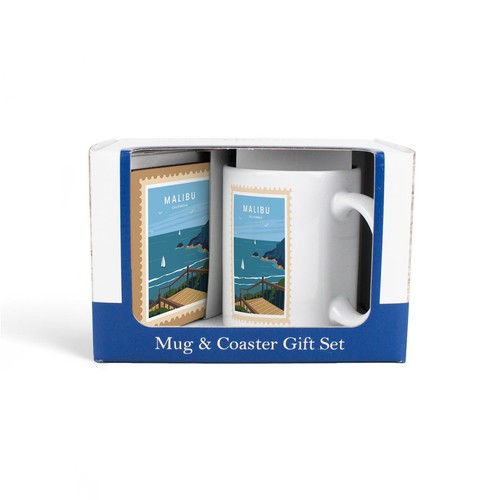 Malibu mug coaster gift set - malibu,